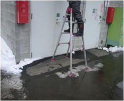 アジャスター付き脚立使用の作業