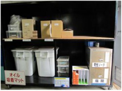 コンプレッサー室の棚の整理整頓