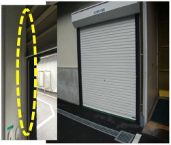 食品棟資材置き場シャッター防虫対策